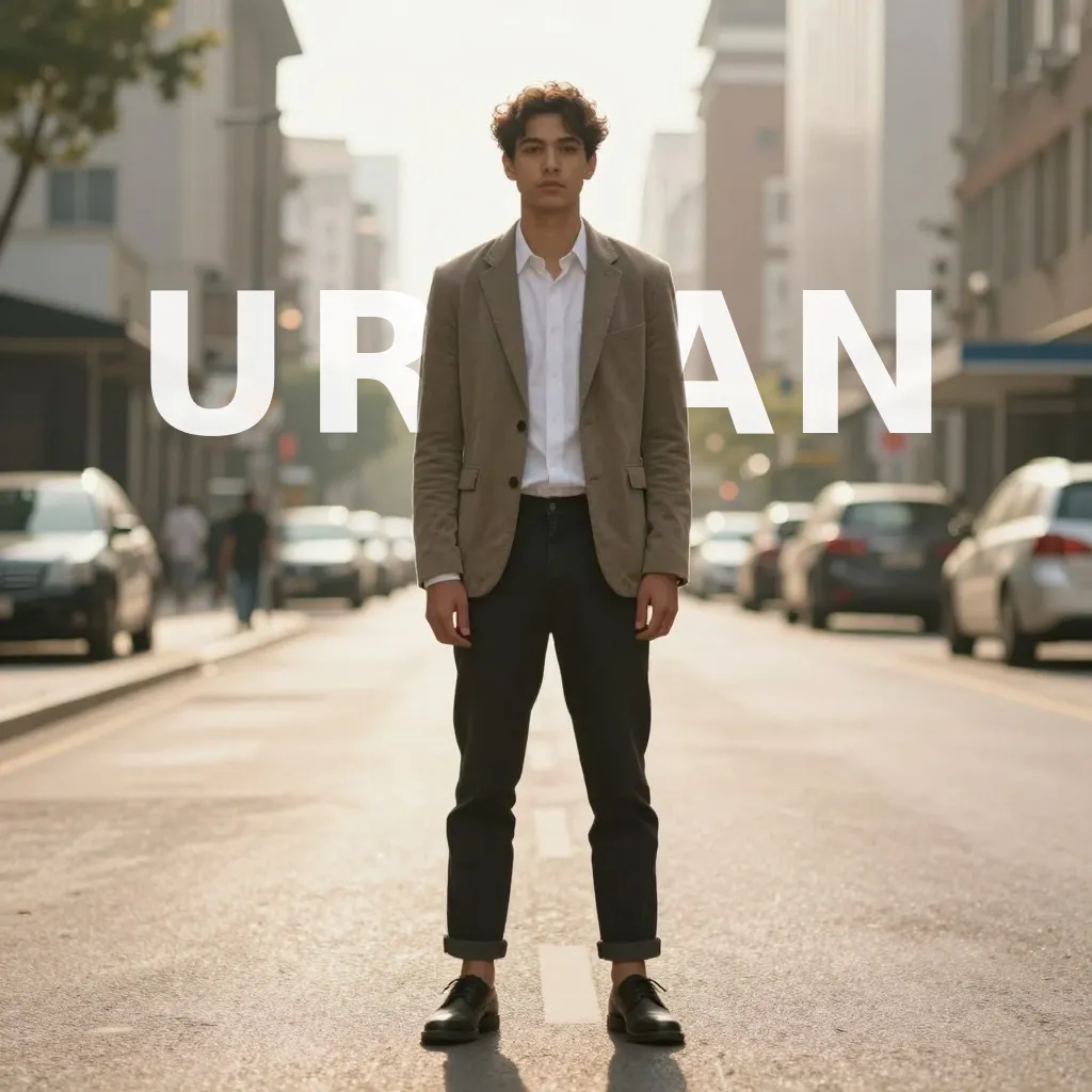 Street portrait, text behind, tool result