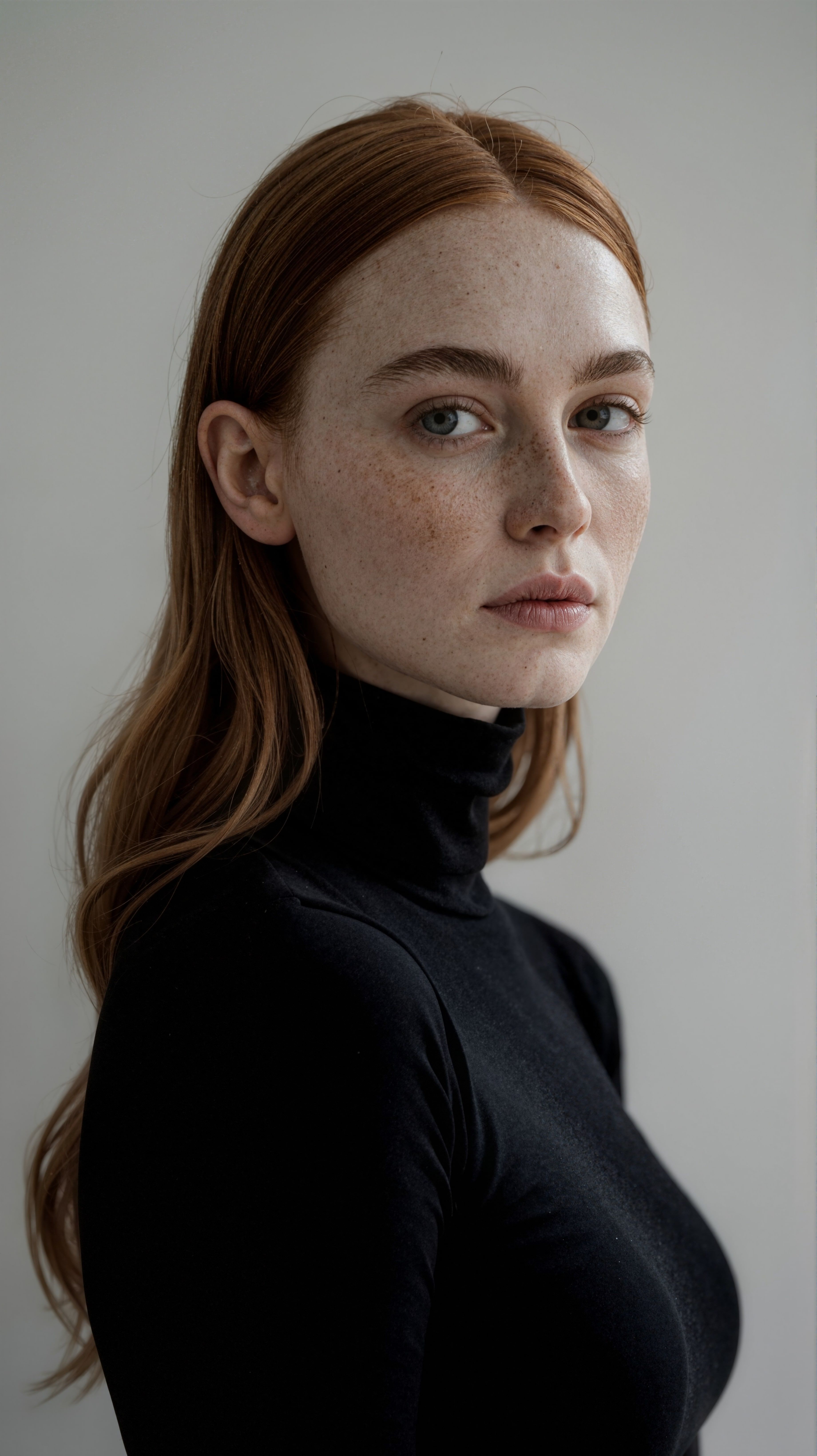 100 megapixel high-resolution image of red haired woman with insane skin detail