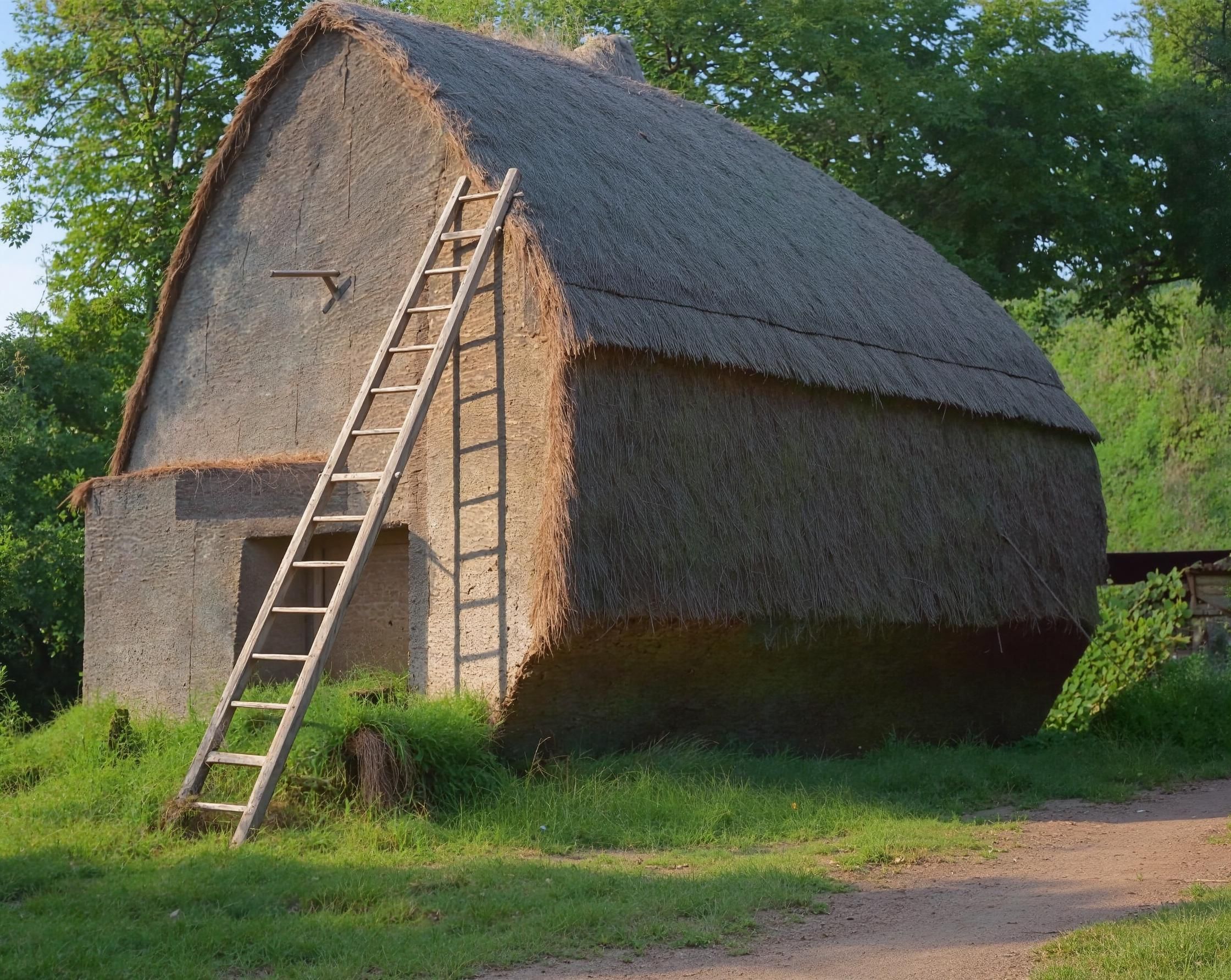 A photograph of a hay stack by William Henry Fox Talbot, a pioneering work from 'The Pencil of Nature'. after enhancement and upscaling