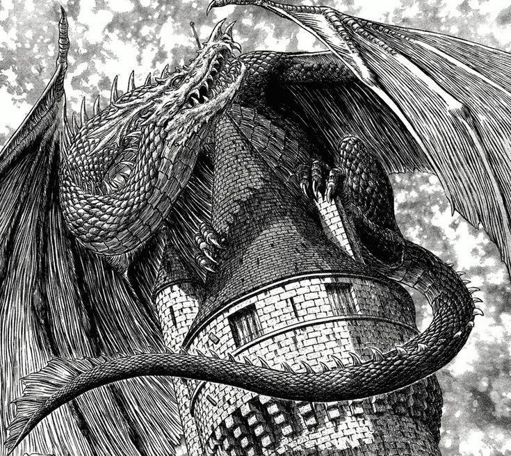 Berserk dragon on a tower before enhancement and upscaling
