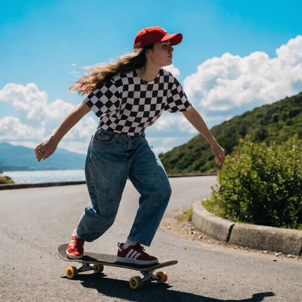 Skater girl before and after editing before enhancement and upscaling