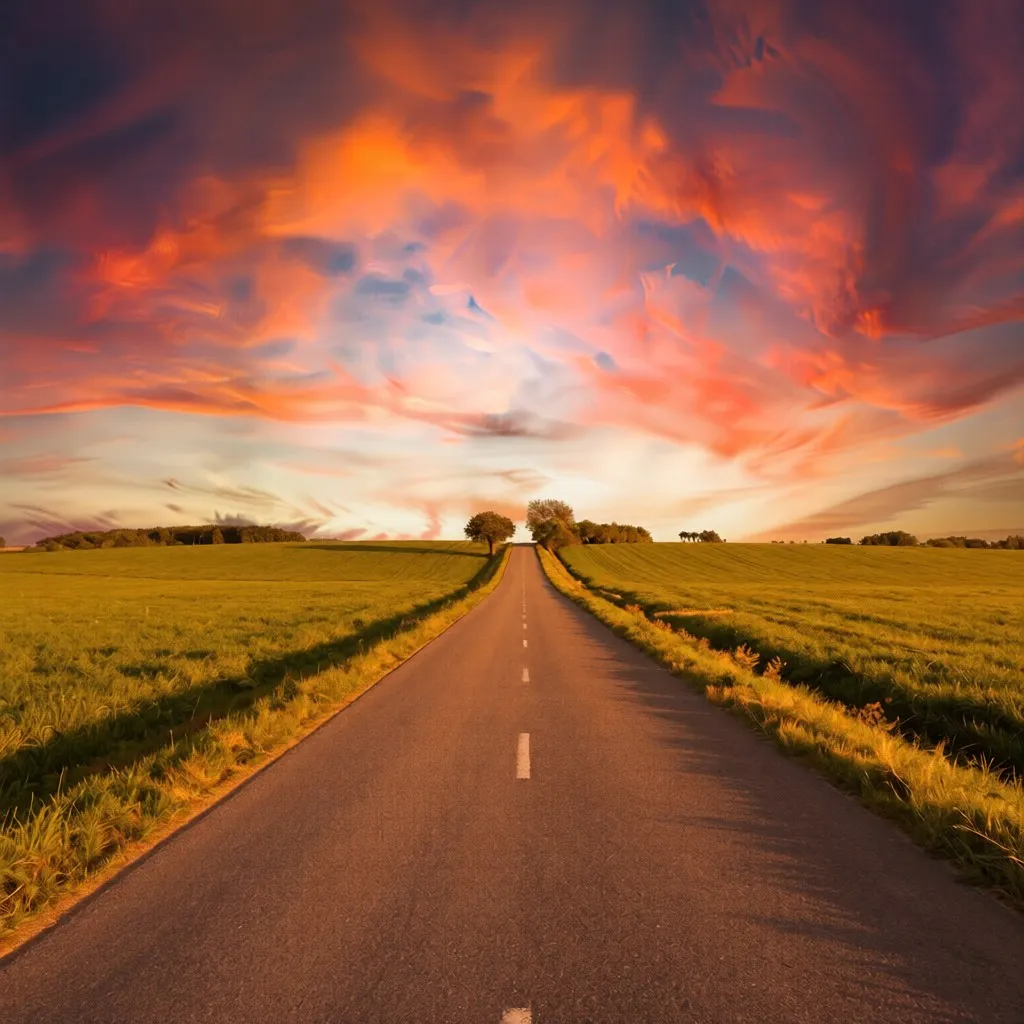 Country road at sunset, tool result