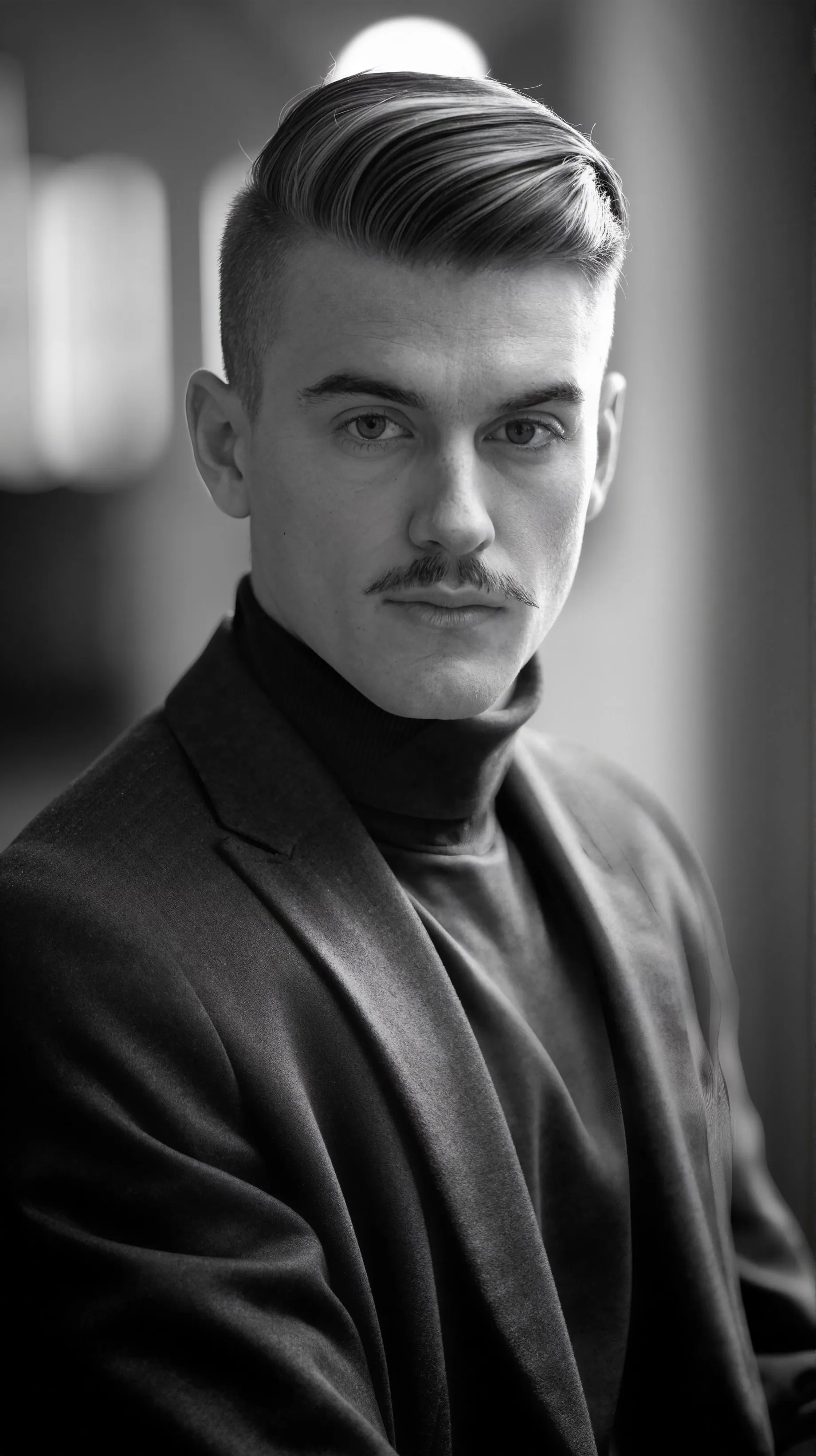 Black and white portrait with enhanced tonal detail and natural skin texture